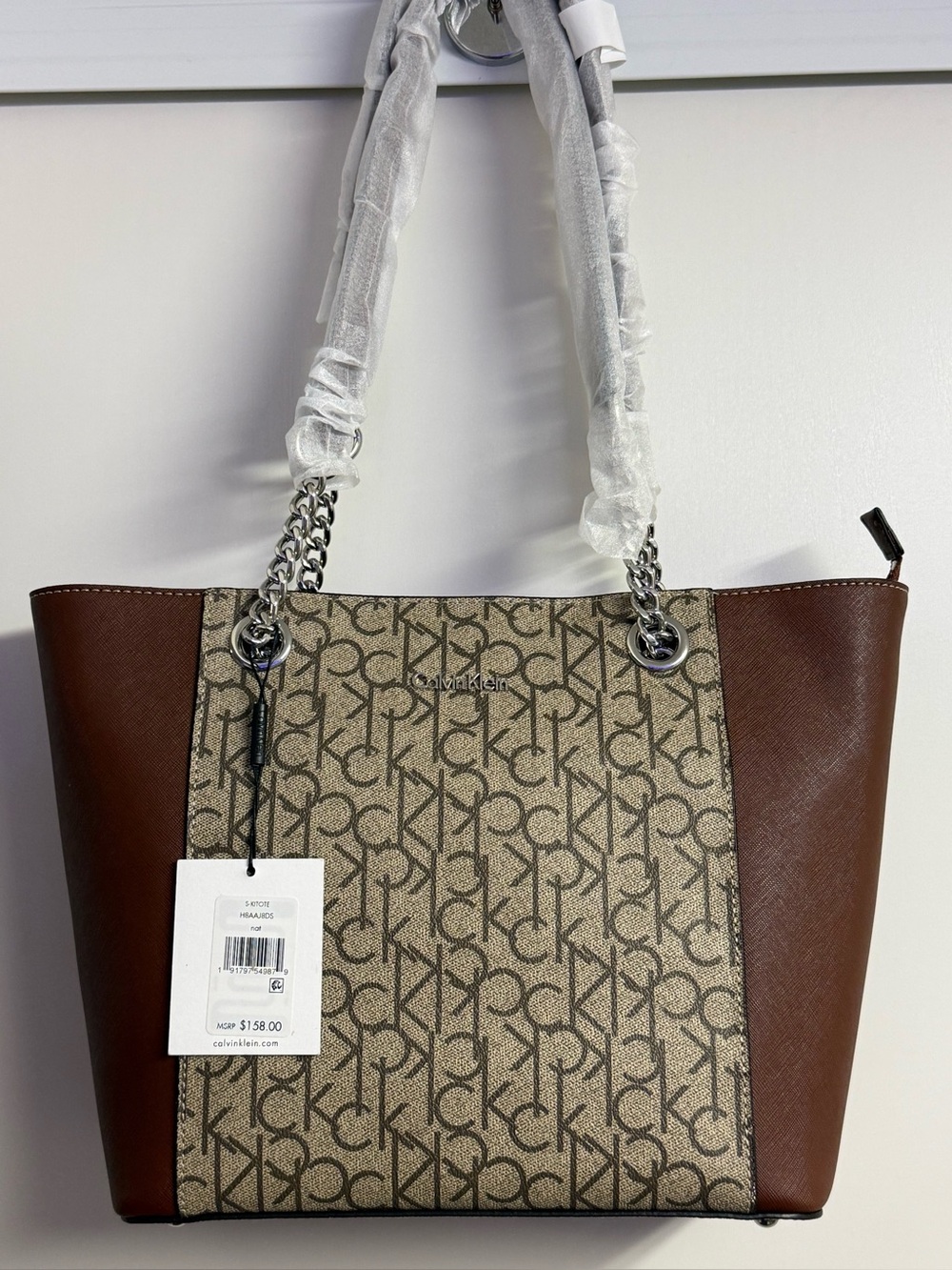 Calvin Klein Brown and Beige Signature Tote new